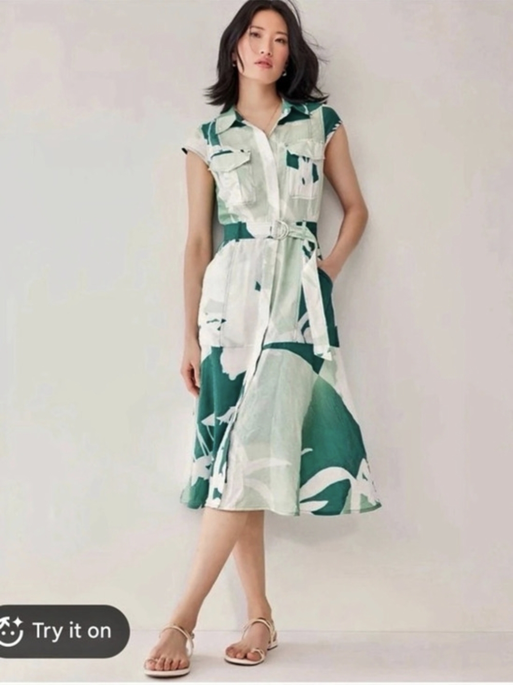 Nwt WHITE HOUSE BLACK MARKET Utility Shirt Midi Dress Size 855